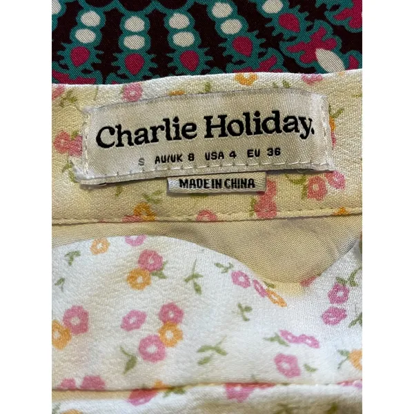 Charlie Holiday Floral Maxi‎ Skirt White Pink Yellow Ditsy Print Size 4 USA S - Image 5