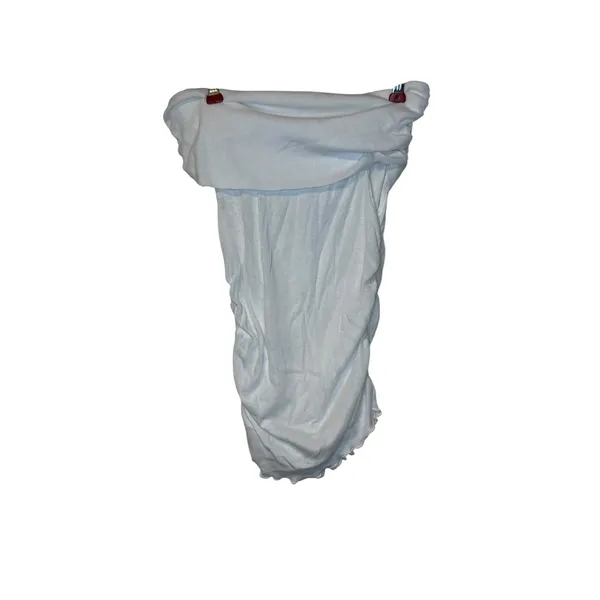 Zara Women's Top‎ Ruched Tube Strapless Stretch Cotton White Sz. Small NWT - Image 6