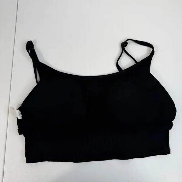 Aerie Sz L‎ Real Good Scoop Neck Ribbed Bralette Black Padded Pullover Seamless - Image 6