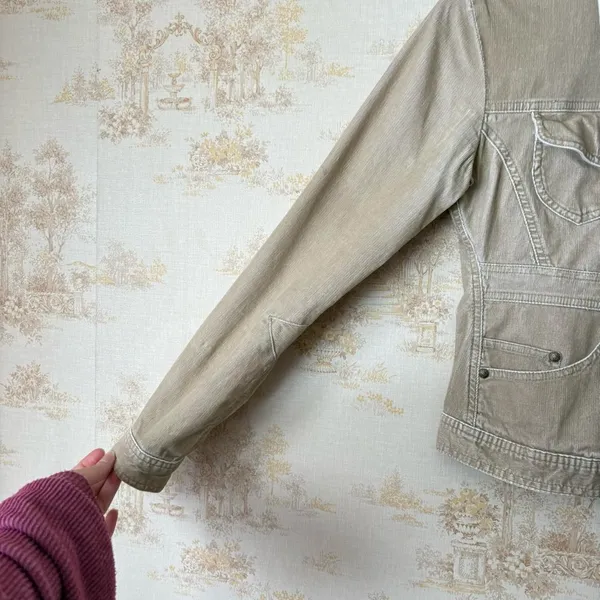 Vintage 90s y2k Forever 21 tan corduroy western yoke fairycore cargo jacket S - Image 5