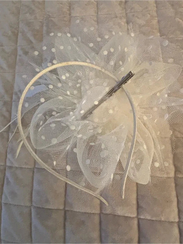 Ivory Floral Feather Fascinator Headpiece - Women Accessories Beige - Image 2