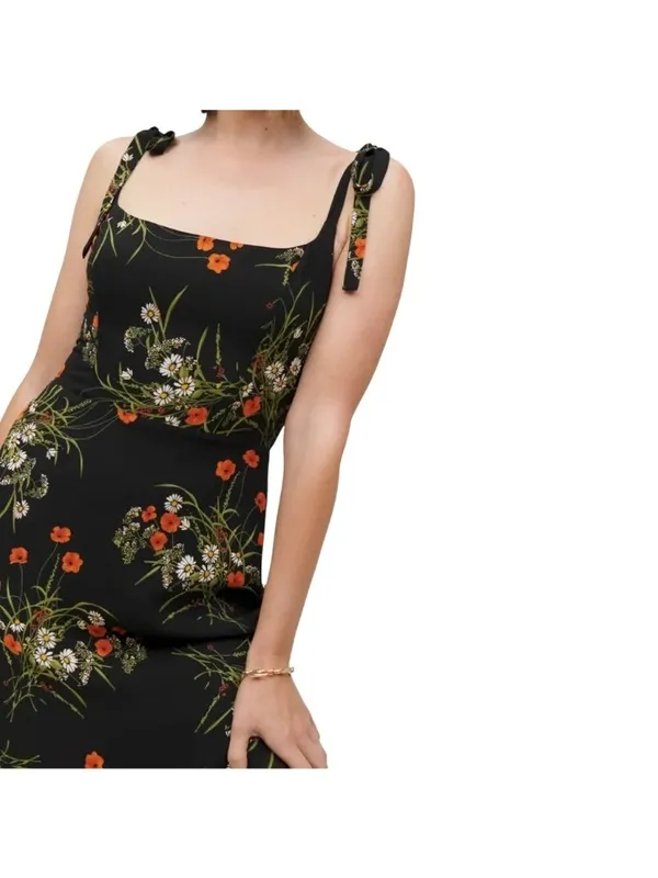 Reformation Besse Dress in Black Floral 6 Womens Midi - Image 14