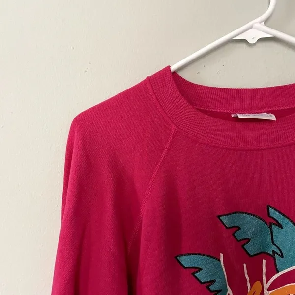 Hanes Myriad Gardens Classic Sweatshirt XL Pink Womens Vintage Graphic Fleece - Image 2