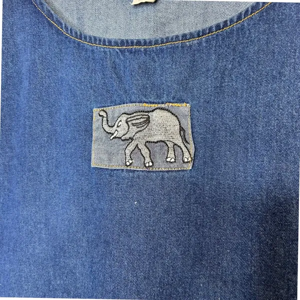 HOMELAND AUTHENTICS Vintage Denim Elephant Patch Tank Top One Size‎ - Image 3