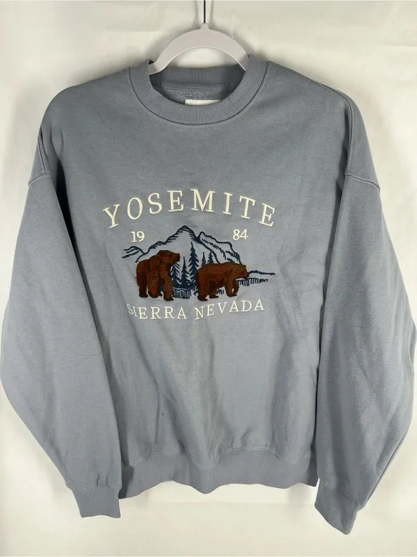 Lazy Sunday Yosemite Sierra Nevada Embroidered Crewneck Sweatshirt Size S - Image 2