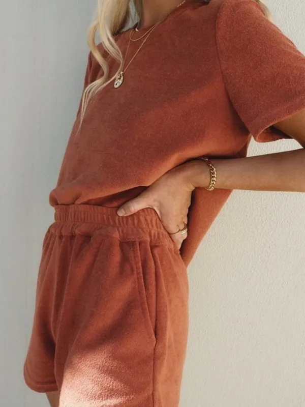 Araminta James Terry Classic Matching Set Rust S Top Shorts - Image 2