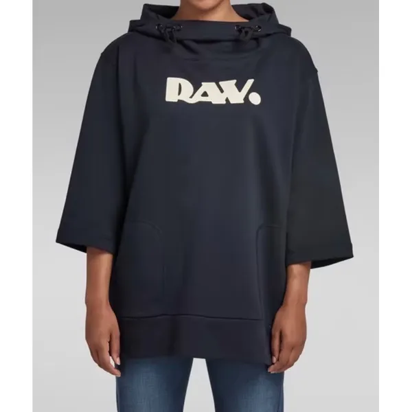 G Star RAW Hooded Sweatshirt Women‎ Large Oversized Adjustable Graphic Pullover - Image 2