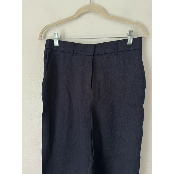 NWT OGL European Linen-Like Mid Rise Flared Pant Size Medium Pockets Denim Navy - Image 6