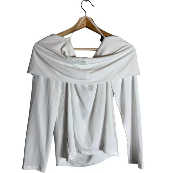 Babaton Aritzia Streamline Top Drapey Jersey Off the Shoulder Women XL White NWT - Image 5