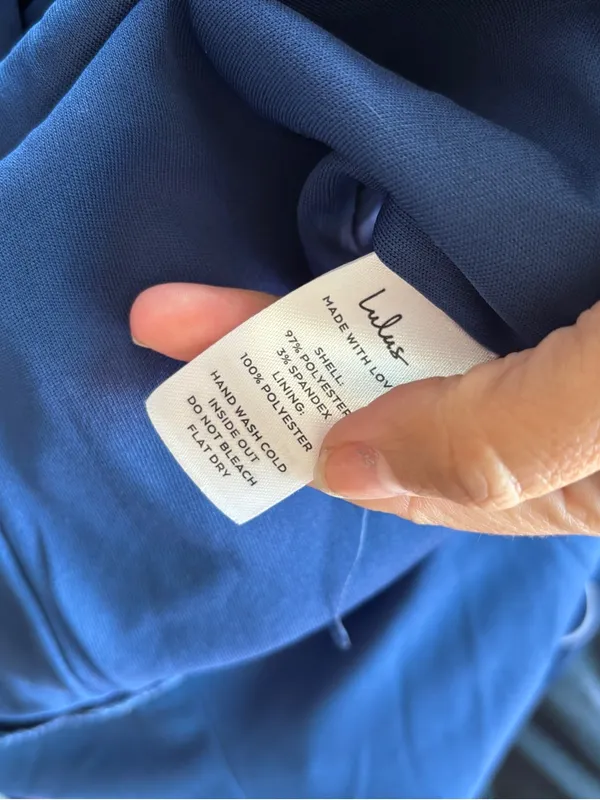 Lulu's Deep Blue Satin Square-Neck Midi Dress - Image 11