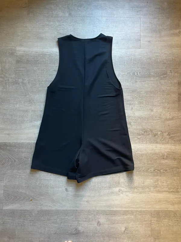 Zara Sleeveless Deep V Black Romper Size S - Image 7