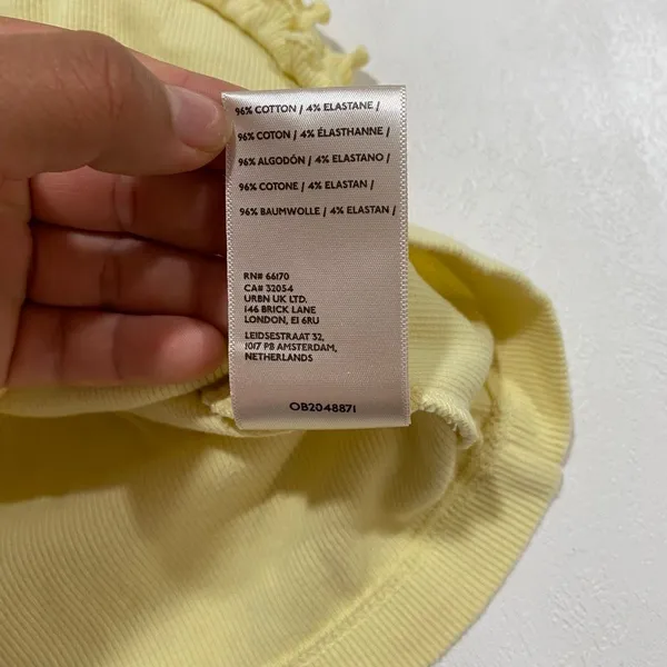 Maeve Anthropologie Size M Yellow Ruffle Ribbed Tank Top Coquette Y2K - Image 8