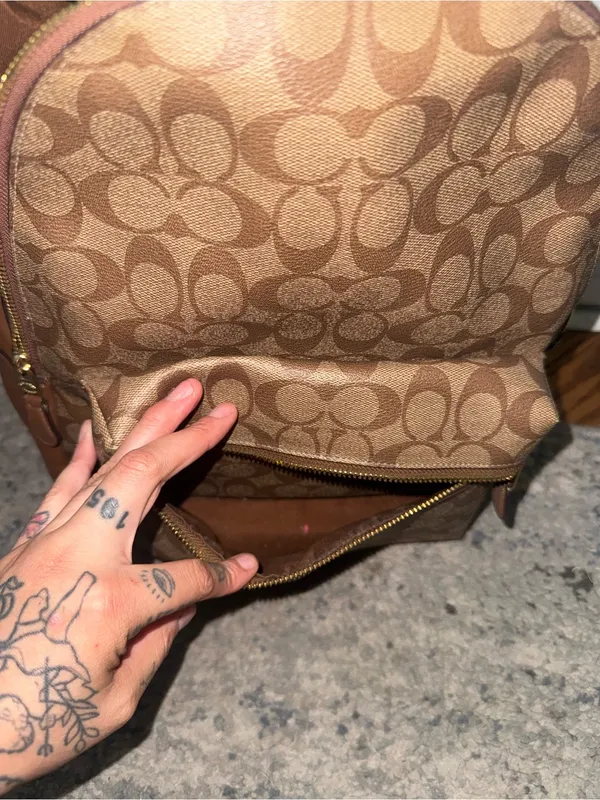 Coach Signature Canvas Backpack in Brown and Tan - Image 2