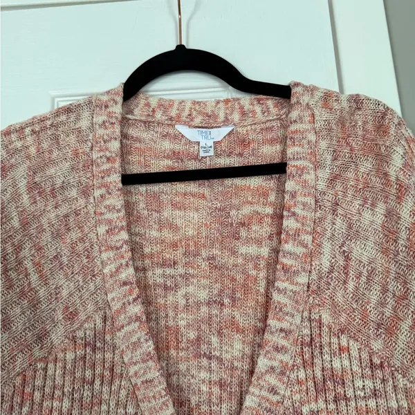 Time and Thru Pink Cardigan Sweater Cozy Front Button Down - Image 5