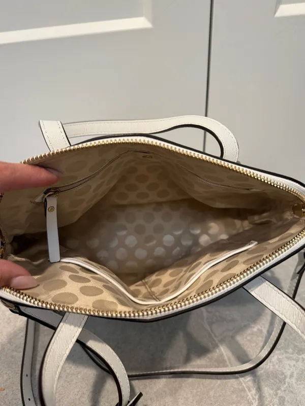 kate spade White Leather Satchel with Gold Hardware - Image 4