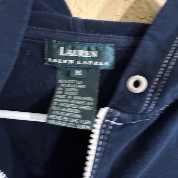 VINTAGE Lauren Ralph Lauren Dark Blue Hoodie - Image 6