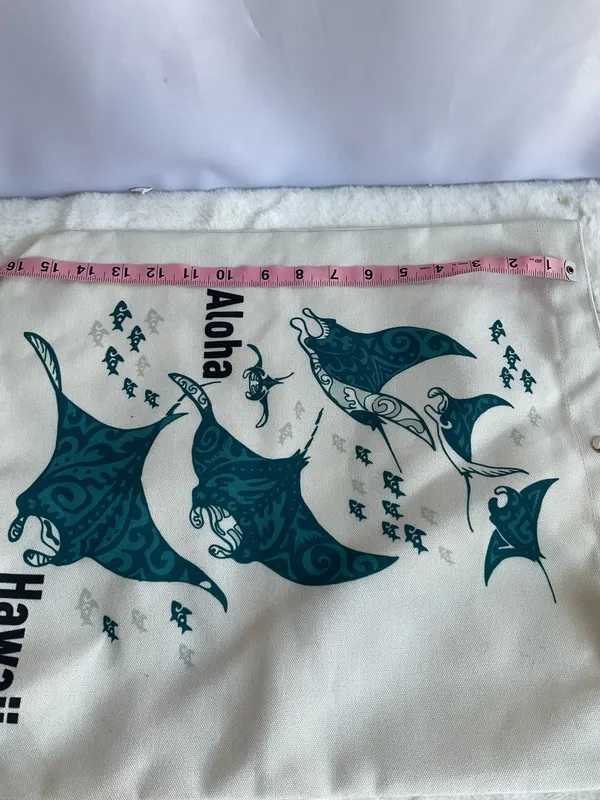 Island Gypsy Aloha Hawaii Canvas Tote Bag - Island Sense Manta Ray Tribal Design Beach Shopping Bag - Image 6