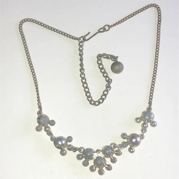 Vintage Rhinestone Accent Silver Tone Statement Necklace - Image 5