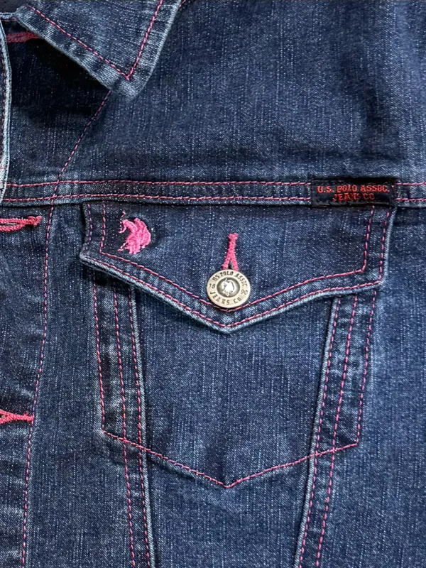 U.S. Polo Assn. Dark Indigo Denim with Pink Logo Stitching - Image 4