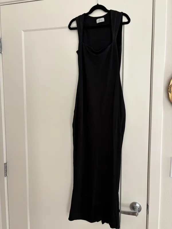 Oh Polly square neck, midi dress in black - Image 2