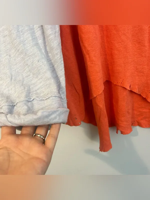 NWT We The Free People Star Henly Orange & Grey Distressed Oversized Top Small - Image 12