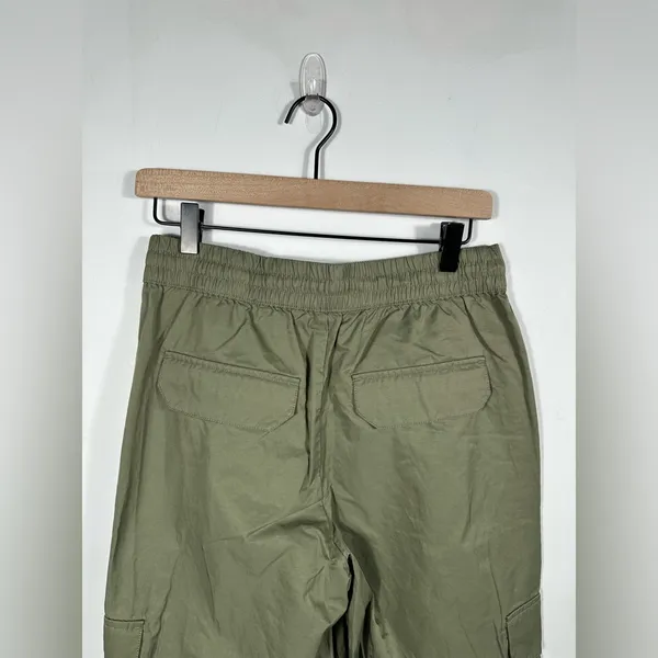 Abercrombie & Fitch Cargo Pants Olive Green Wide Leg Drawstring Waist Size Small - Image 5