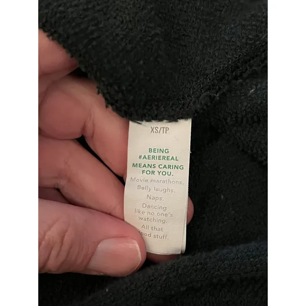 Aerie Sweatshirt Womens XS Black V Neck Oversized Terry Pullover Lounge - Image 11