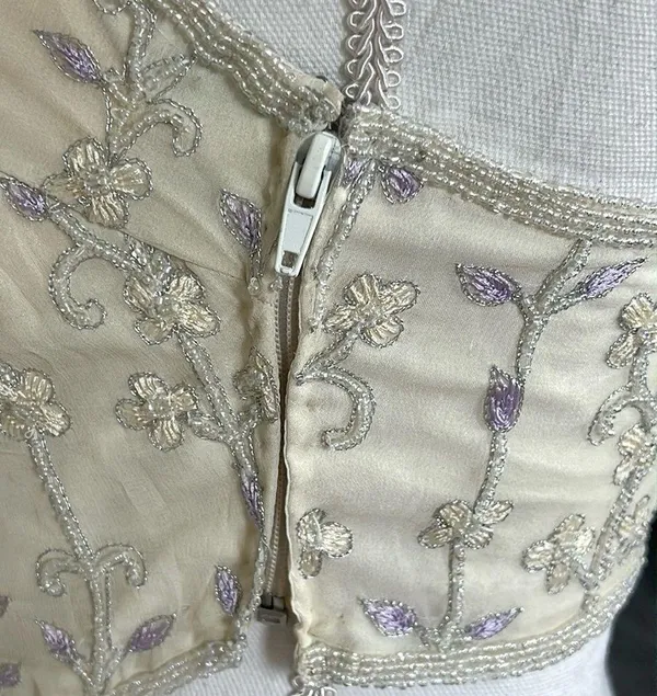 Vintage Silk Beaded Top Purple - Image 5