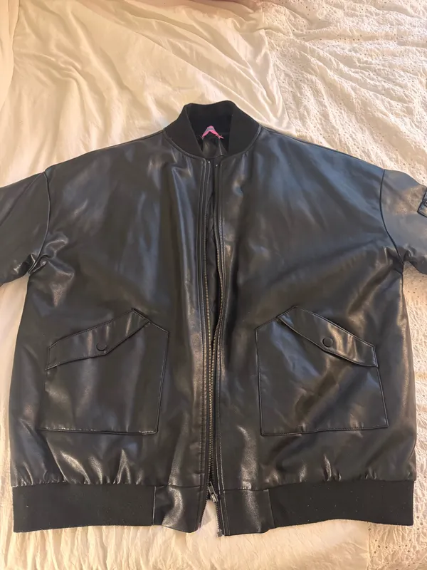 Edikted Faux Leather Oversized Bomber Jacket - Image 4