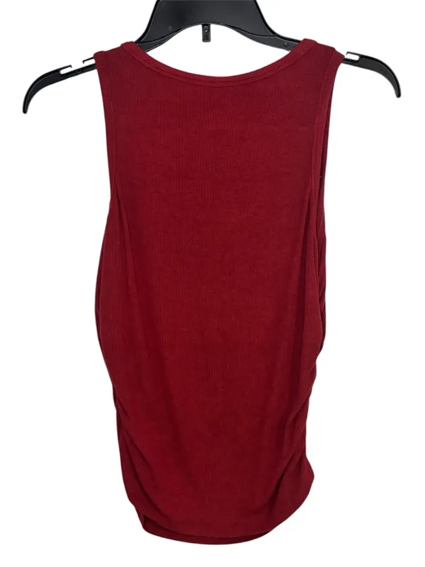 Women’s Red Sleeveless Ribbed Tank Top - Image 2