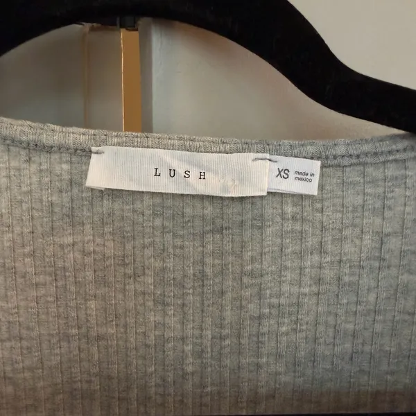 Lush Clothing Button Up Ribbed Long Sleeve Top in Grey - Image 3