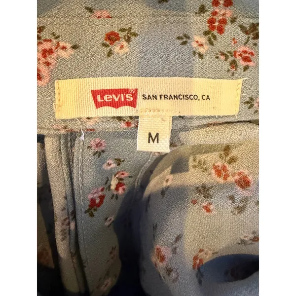 Levi's Cynthia Midi Dress Women Medium Blue Floral Button Front Prairiecore Boho - Image 10