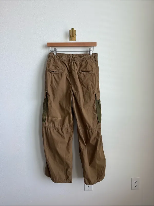Anthropologie Cargo Parachute Pants Brown Green Baggy Utility Size 28 - Image 8