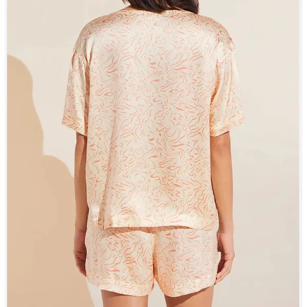 Eberjey Inez Silk Pajama Set XS NWT Ivory Blush Print Boxer Shorts Sleep Set - Image 2