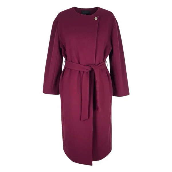 Ann Taylor Tie Waist Balloon Sleeve Wool Blend Coat Mulberry Size XXL - Image 3