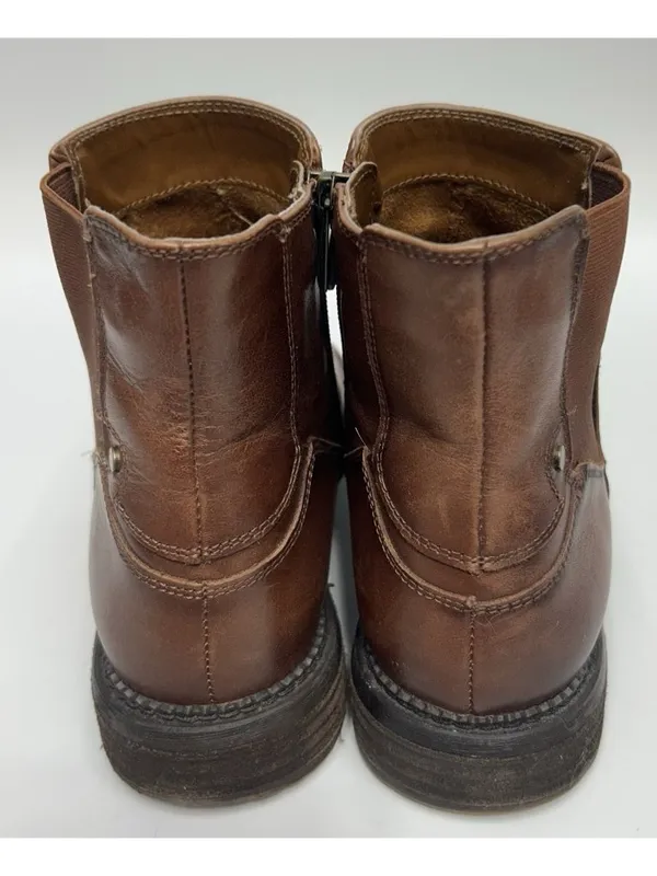 Franco Sarto Leather Ankle Boots Size 7.5 Brown Horrace Chelsea Booties Slip On - Image 5