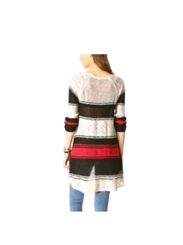 Free People So Perfectly Yours Striped Sweater Beige Size L Beach Coastal Boho - Image 11
