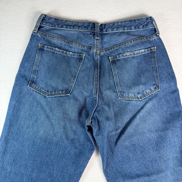 Old Navy Womens Medium Wash Straight Leg‎ 100% Cotton Jeans Size 6 Distressed - Image 8