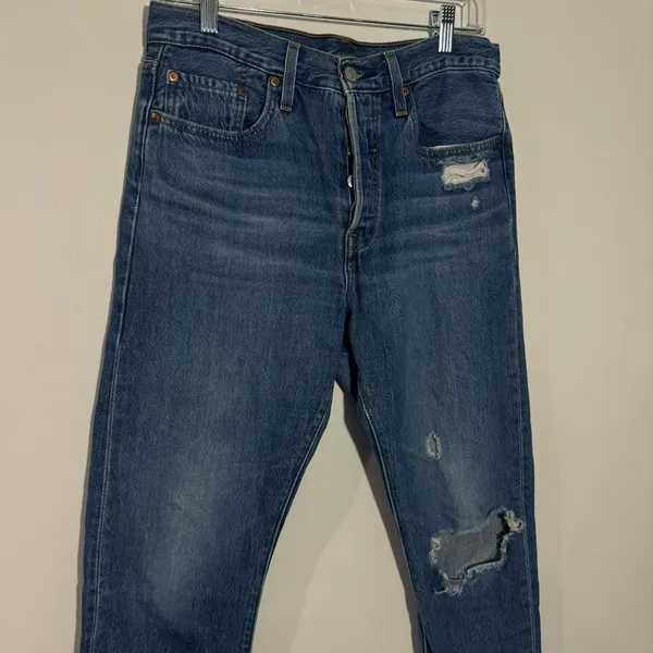 Levi's Premium 501's High Rise Jeans‎ Ripped Size 28 x 28 Minimalist Streetwear - Image 3