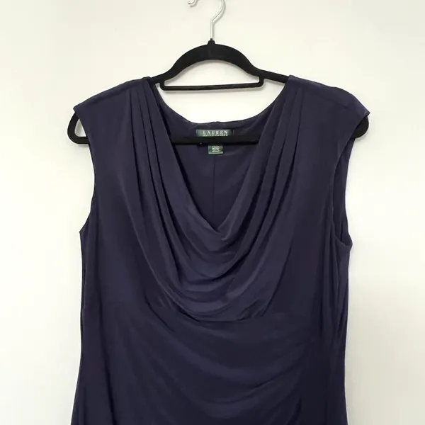 Lauren Navy Blue Stretchy Classic Dress - Image 7
