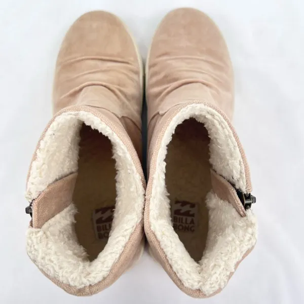 Billabong Sweet Spot Dune Tan Vegan Suede Sherpa Lined Zip Ankle Booties Size 6 - Image 10