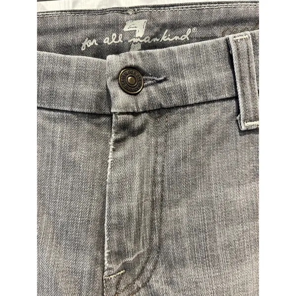 7 For All Mankind Womens Kate Crop Gray Straight Leg Jeans‎ Size 32 Made USA - Image 2