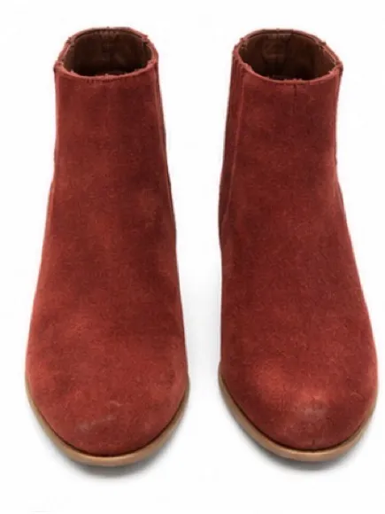 Dolce Vita Burgundy Suede Ankle Booties Size 9.5 Block Heel Chelsea Boots - Image 3