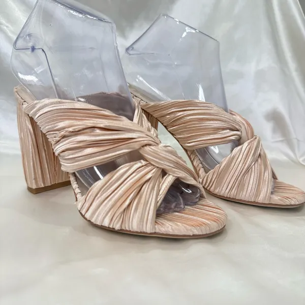 Free People X Jeffrey Campbell Venice Mule Heels 6.5 Twist Satin Feminine Chic - Image 3