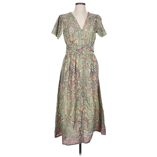 Boemo Dress Silky Paisley Maxi Size Large Short‎ Sleeve - Image 2