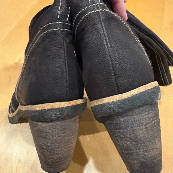 Stuart Weitzman tall suede pull on boots with stitching 8 brown - Image 5