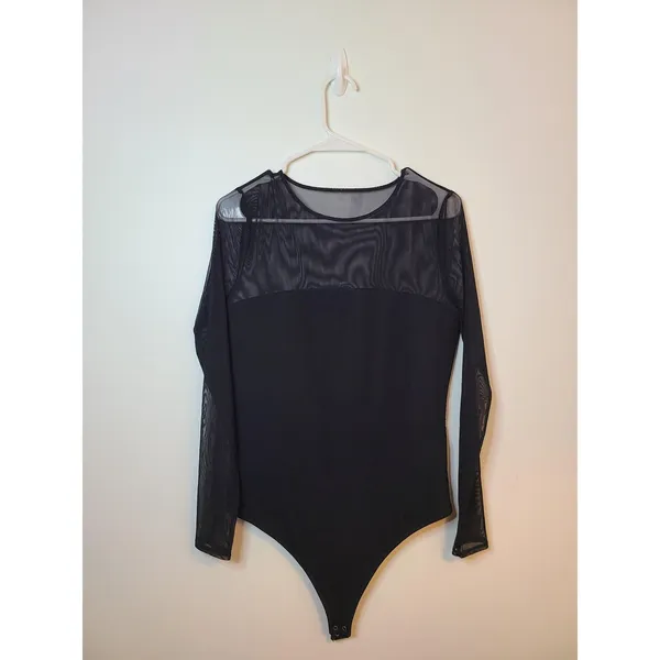 Abercrombie Fitch Bodysuit Wm Large Black Mesh Sheer Whimsi Goth Corpgoth Grunge - Image 2