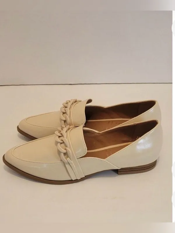 LC Lauren Conrad Cream Chain-Accent Loafers - Image 2