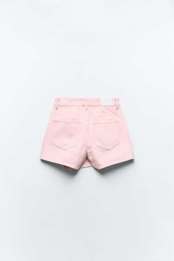Zara NWT Pink Z1975 WRAP DENIM SKORT. Size Medium - Image 5