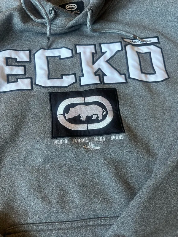 Gray Ecko Hoodie – Y2K Streetwear Oversized Large - Image 4